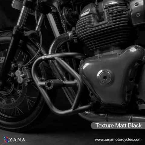 Crash Guard with Slider Texture Matt Black for Royal Enfield GT 650 / Royal Enfield Interceptor 650 by ZANA, ZI-7001