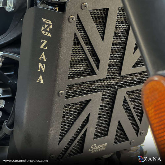 New UK Flag Radiator Guard For Royal Enfield Super Meteor 650 (Black) ZI-8285 - Riders Junction