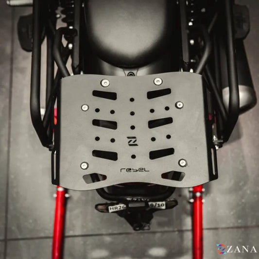 Zana Top Rack With MS Plate Black For Honda Rebel 500 (Coming Soon Pre-Booking Open Now)-ZI-8625