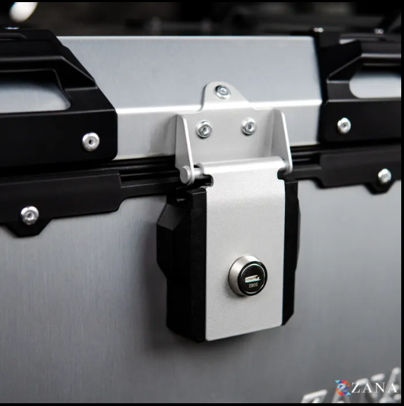 Zana-Universal Top Box Aluminium (45Ltr) l-flat Sliver With Back Rest Cushion For TVS Apache RTX 300-ZI-TB-011
