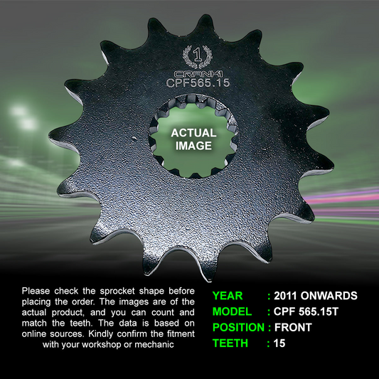 Sprocket For Kawasaki Ninja 650 (2011 Onwards) - Front - CPF565.15T - CRANK1