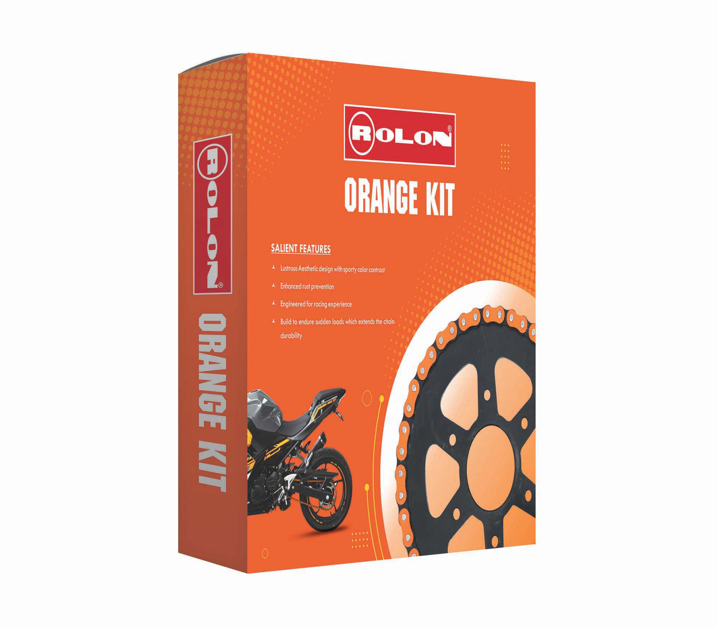 Rolon Orange Chain and Sprocket kit for PULSAR NS 200 NEW - KIT HPORO 376 - Riders Junction