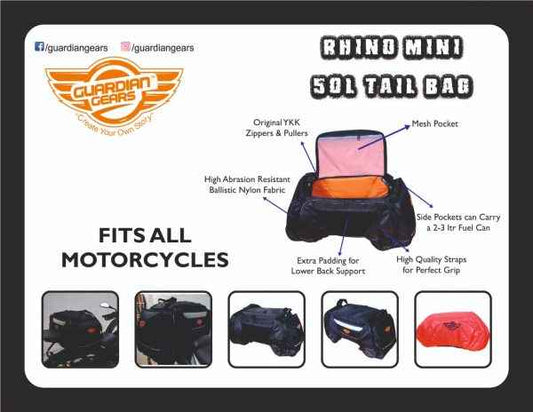 Rhino Mini 50L Tail Bag with Rain Cover - Guardian Gears