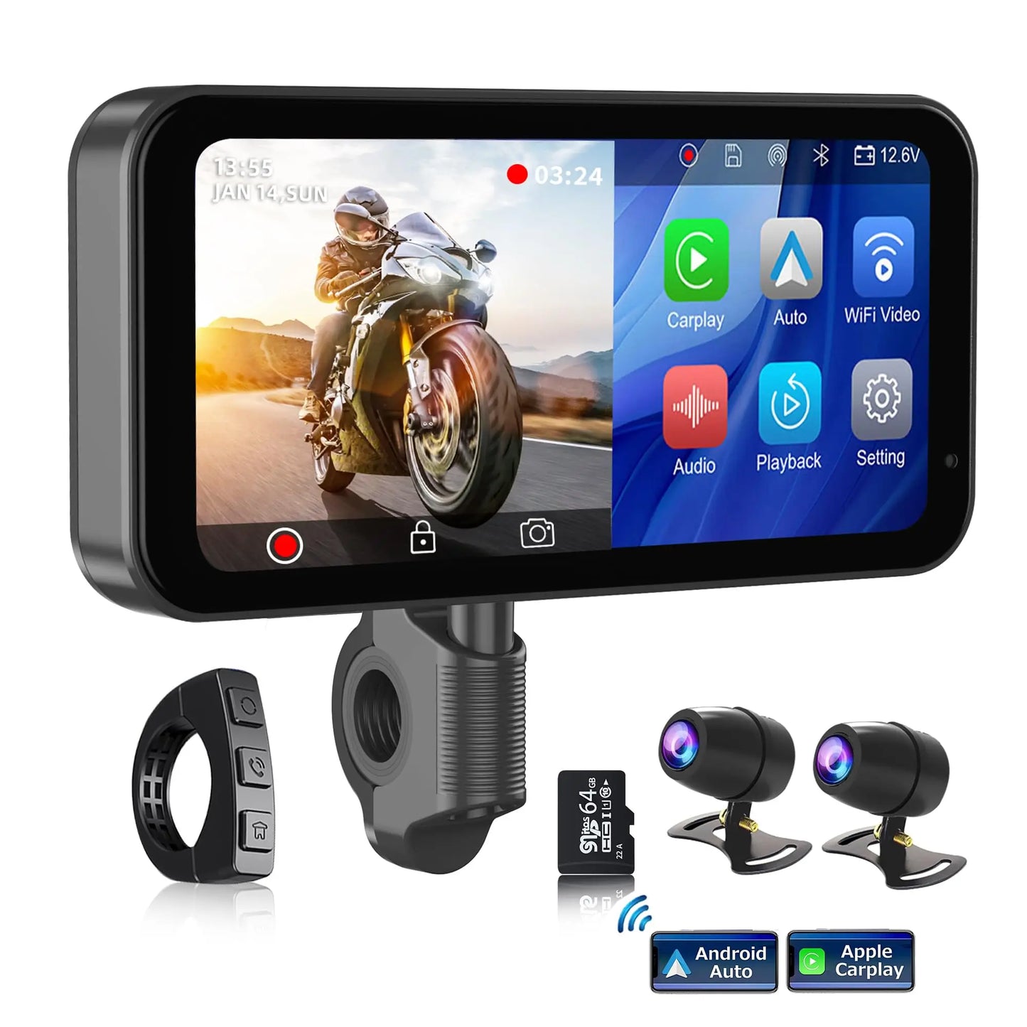 LBC S3 Elite 6.25 inch Motorcycle Navigation Gps with Carplay 2K HD Screen with Camera, TPMS and GPS - Riders Junction