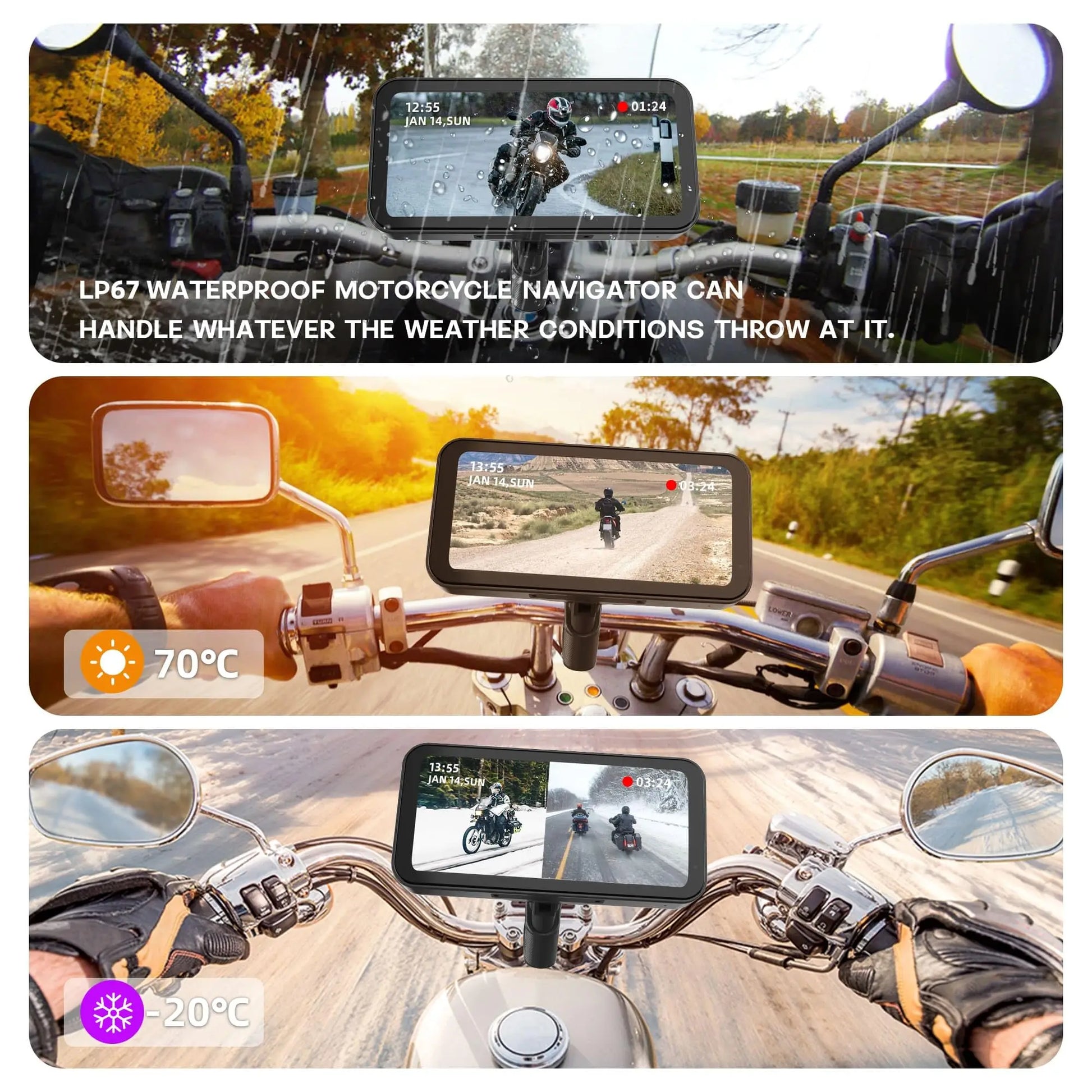 LBC S3 Elite 6.25 inch Motorcycle Navigation Gps with Carplay 2K HD Screen with Camera, TPMS and GPS - Riders Junction