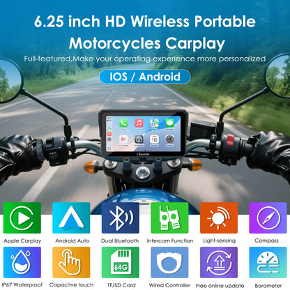 Carpuride Universal W602S Pro 6-Inch Motorcycle CarPlay Plug-and-Play BM05 Bracket with Type-C Port