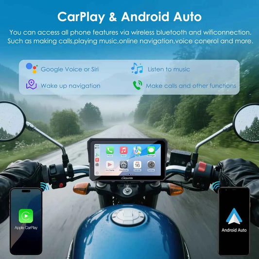 Carpuride Universal W602S Pro 6-Inch Motorcycle CarPlay Plug-and-Play BM05 Bracket with Type-C Port