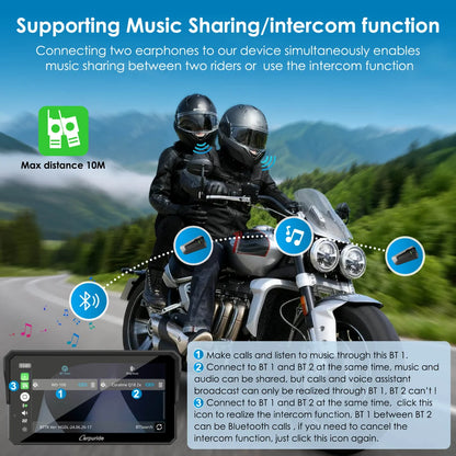 Carpuride Universal W602S Pro 6-Inch Motorcycle CarPlay Plug-and-Play BM05 Bracket with Type-C Port