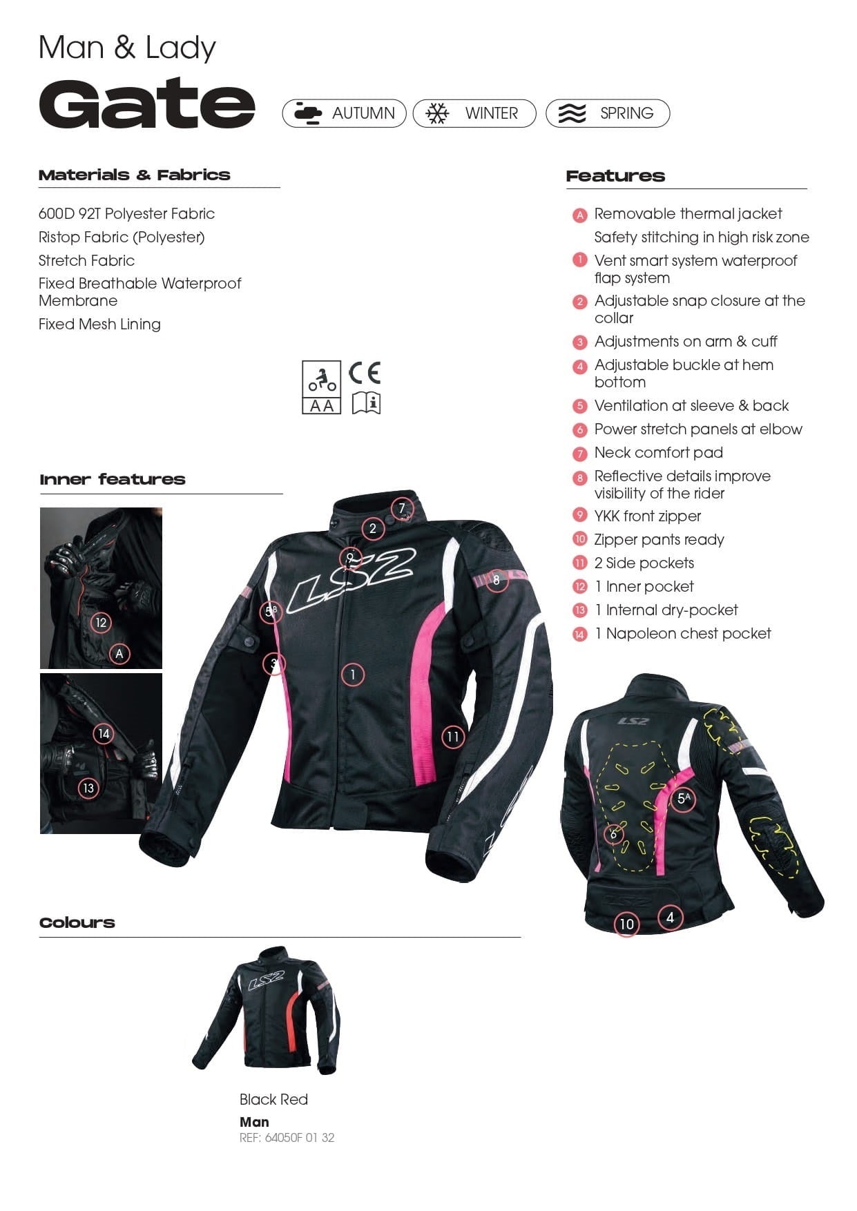 LS2 Gate Man Mesh Black Red Jacket - Riders Junction