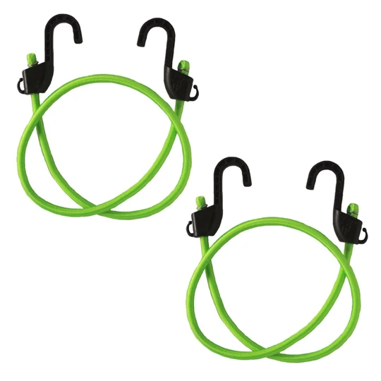 Grappler Bungee Tie-Down - 36 inches - Fluorescent Green - 8mm - Pack of 2 - Riders Junction