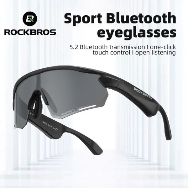 ROCKBROS Bluetooth Polarized Sunglasses Music Speaker Glasses Outdoor Sport (14130002001)-Black
