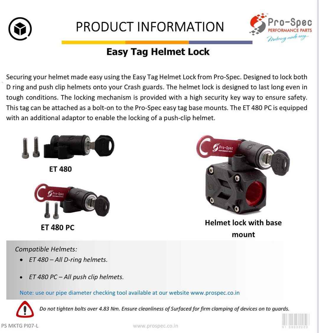 ProSpec Easy Tags Helmet Lock - Push Clip Helmets