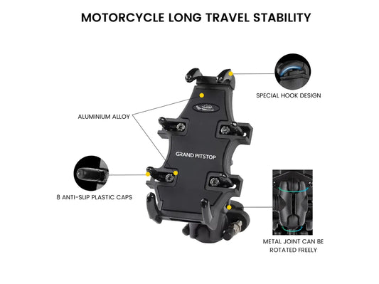 4-Sided Grip Mobile Holder Mount - Black - Grandpitstop