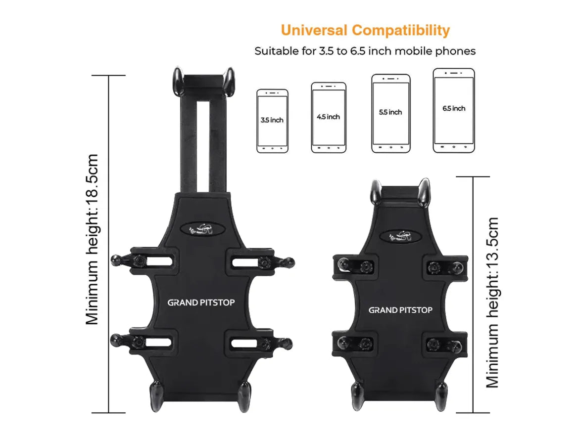 4-Sided Grip Mobile Holder Mount - Black - Grandpitstop
