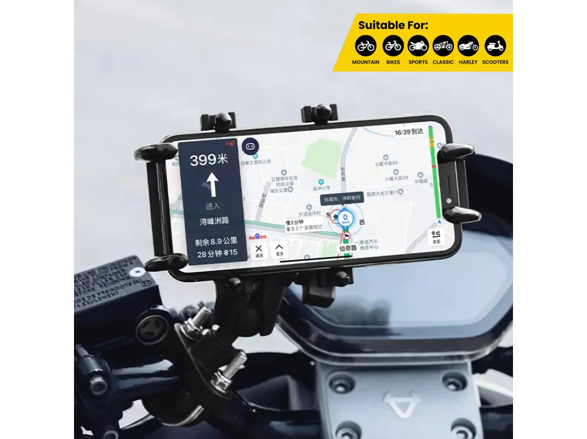 4-Sided Grip Mobile Holder Mount - Black - Grandpitstop