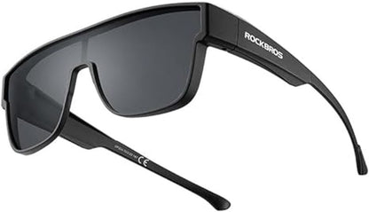 ROCKBROS Polarized Fit Over Wrap Around Sunglasses for Driving (14130003001)-Black