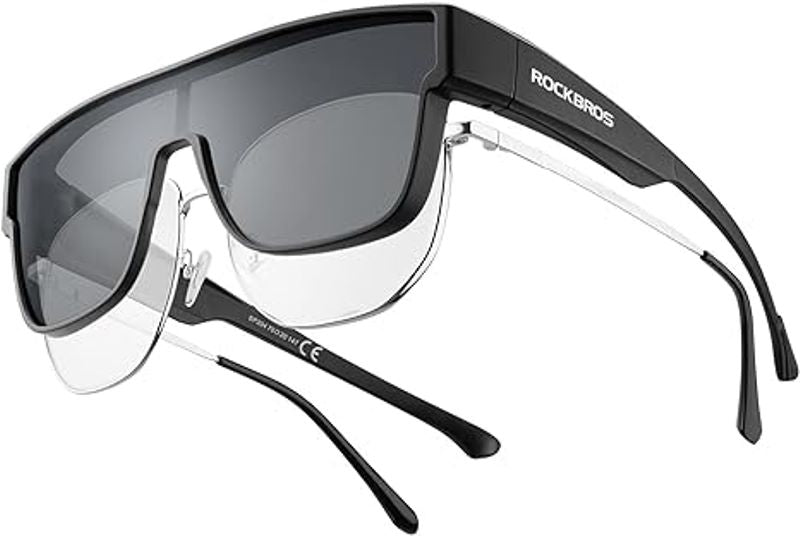 ROCKBROS Polarized Fit Over Wrap Around Sunglasses for Driving (14130003001)-Black