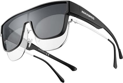 ROCKBROS Polarized Fit Over Wrap Around Sunglasses for Driving (14130003001)-Black