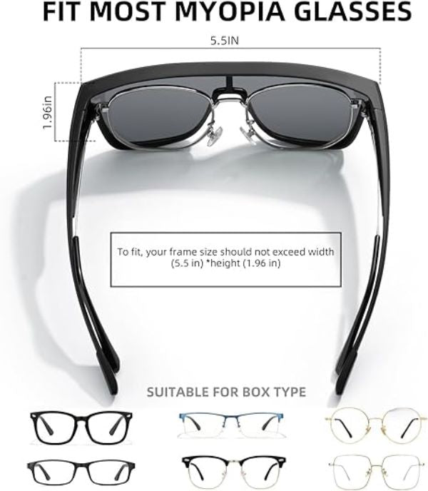 ROCKBROS Polarized Fit Over Wrap Around Sunglasses for Driving (14130003001)-Black