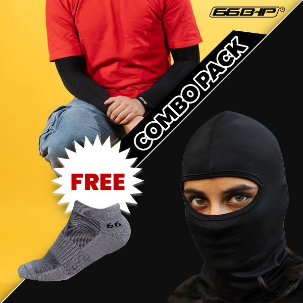 66BHP Arm Sleeve – UV Protection for Men Women-1 Balaclava + 1 Arm Sleeve ( Free Bamboo Socks )