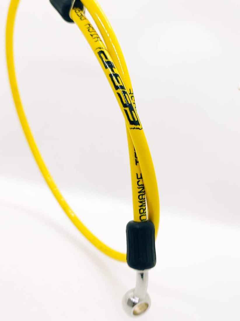 66Bhp Teflon Brake Hose 850mm (Diken Japan) with Premium Chrome Polished Banjo (Yellow)
