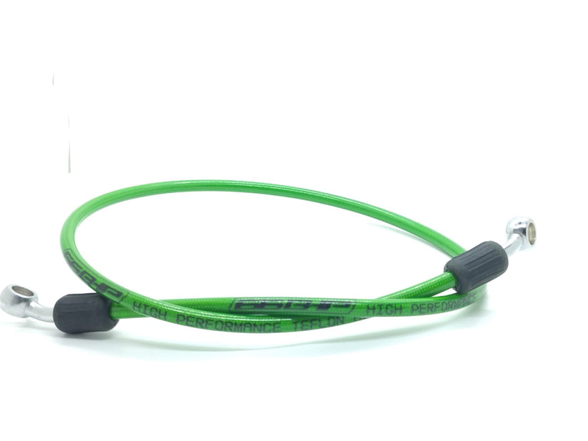 66Bhp Teflon Brake Hose 850mm (Diken Japan) with Premium Chrome Polished Banjo (Green)