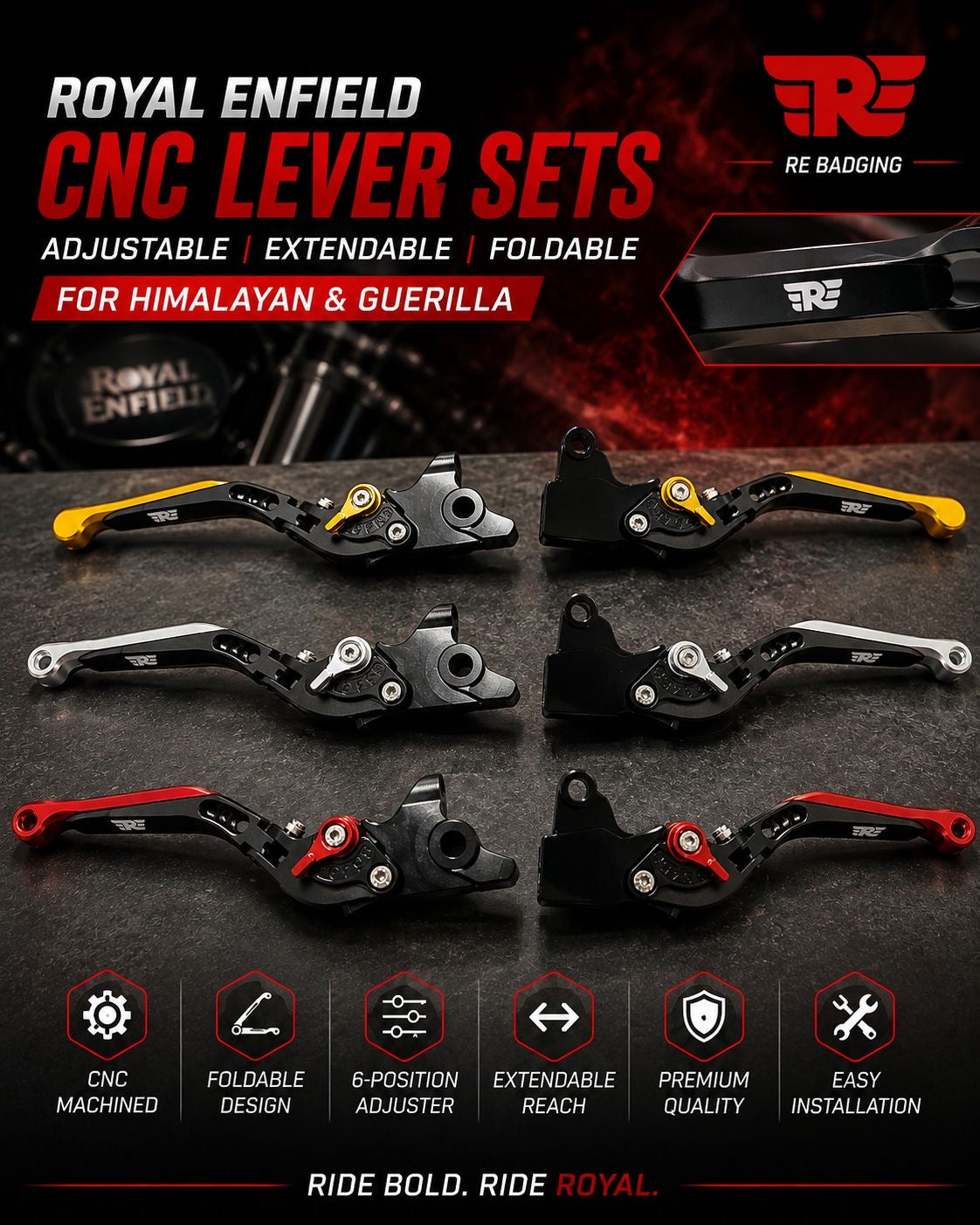 Premium Imported CNC Lever Set for Himalayan 450 / Guerilla 450