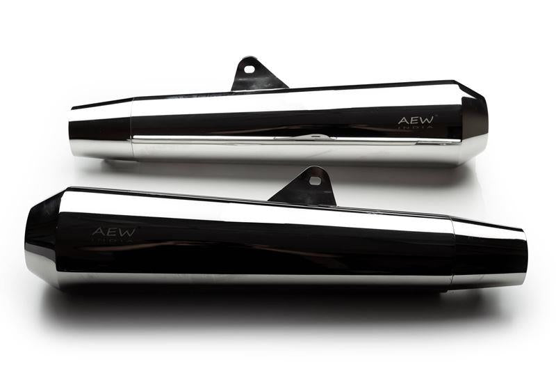 AEW TE 103 Megaphone- Stainless Steel Mirror Polish- Royal Enfield Interceptor GT650