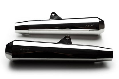 AEW TE 103 Megaphone- Stainless Steel Mirror Polish- Royal Enfield Interceptor GT650