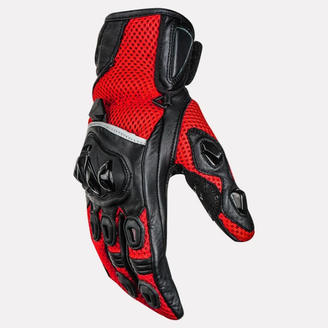 ASPIDA Phaeton Short Cuff Mesh Leather Gloves Red