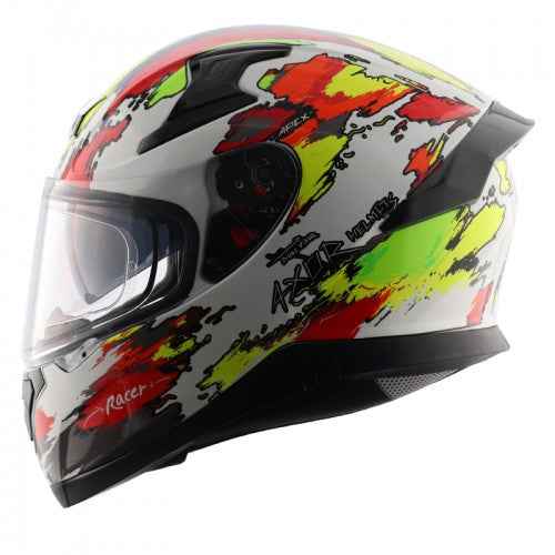 AXOR APEX RACER D/V- Glossy White Neon Yellow Helmet