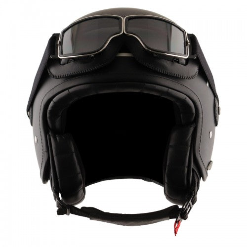 AXOR Alberto Helmet in Matt Black & Silver Color with Silver Goggle - Riders Junction