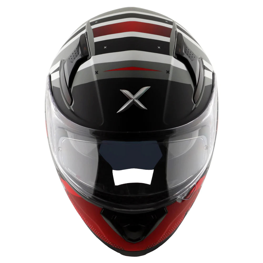AXOR Apex Hex-2 Motorcycle Helmet - Dull Cool Grey Red
