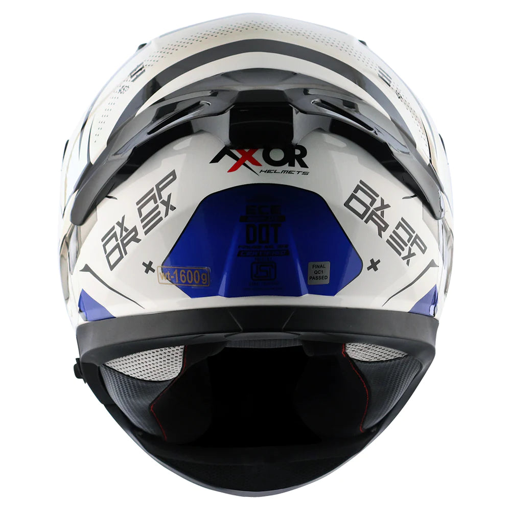 AXOR Apex Hex-2 Motorcycle Helmet - Glossy White Blue