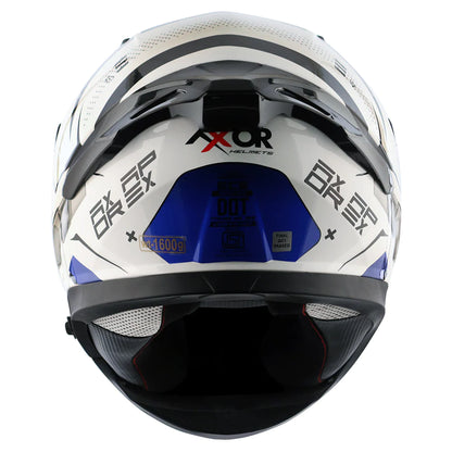 AXOR Apex Hex-2 Motorcycle Helmet - Glossy White Blue