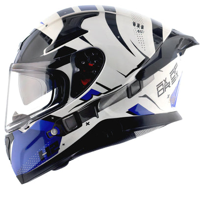 AXOR Apex Hex-2 Motorcycle Helmet - Glossy White Blue