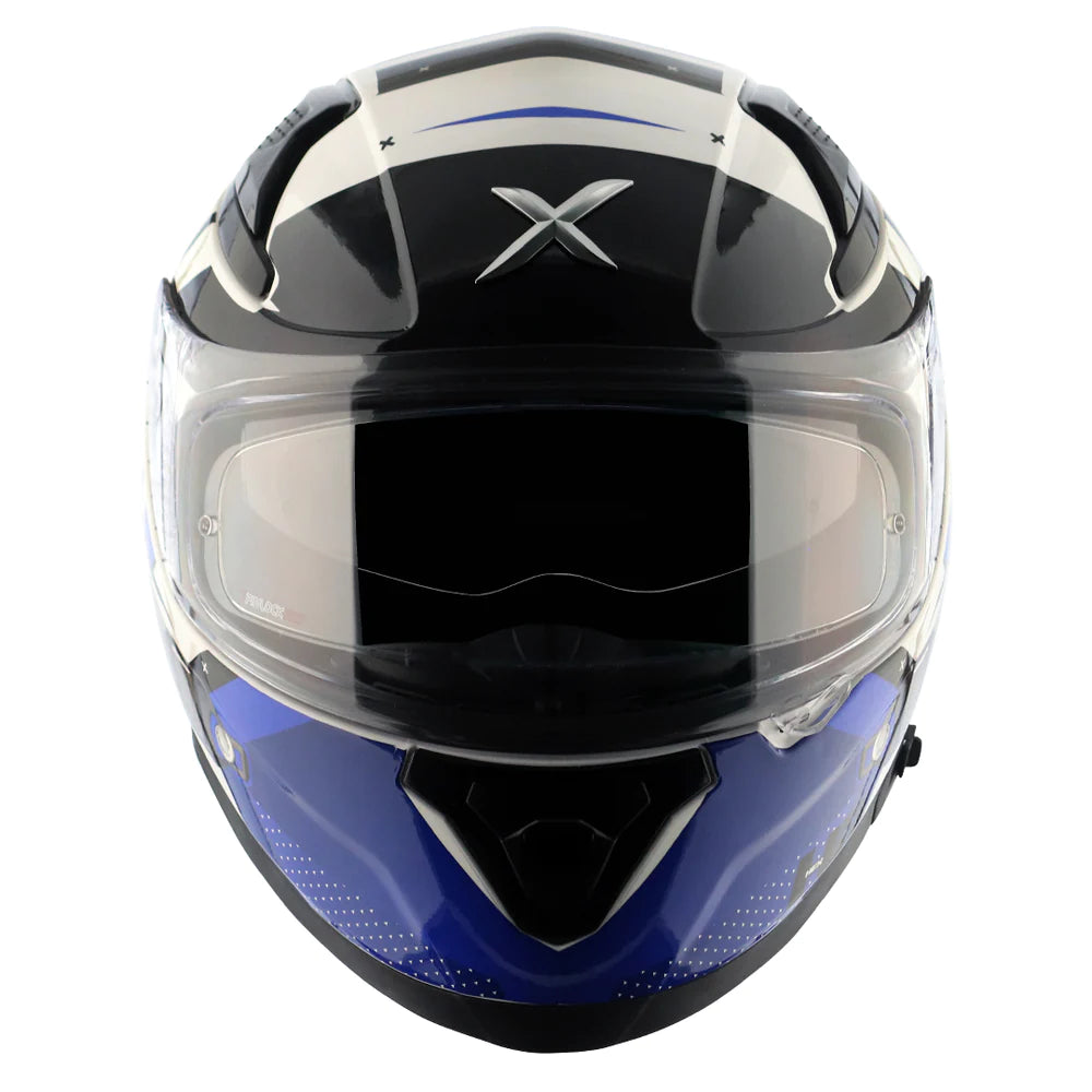 AXOR Apex Hex-2 Motorcycle Helmet - Glossy White Blue
