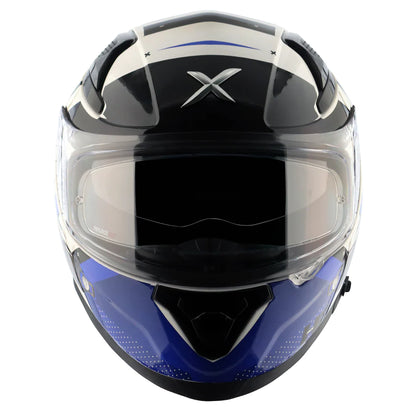 AXOR Apex Hex-2 Motorcycle Helmet - Glossy White Blue