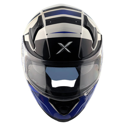 AXOR Apex Hex-2 Motorcycle Helmet - Glossy White Blue