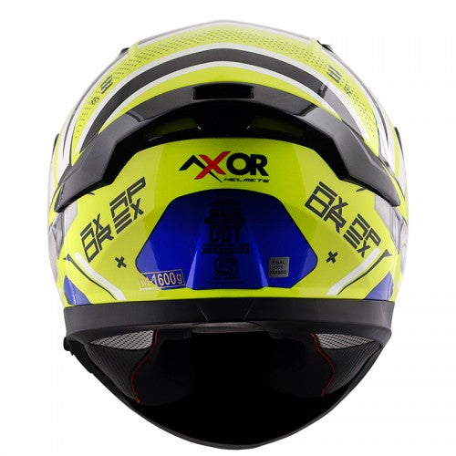 AXOR Apex Hex-2 Motorcycle Helmet - Neon Yellow Blue