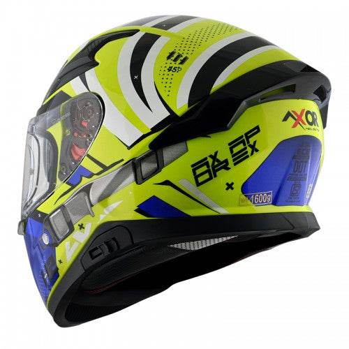 AXOR Apex Hex-2 Motorcycle Helmet - Neon Yellow Blue