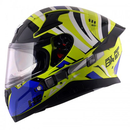 AXOR Apex Hex-2 Motorcycle Helmet - Neon Yellow Blue