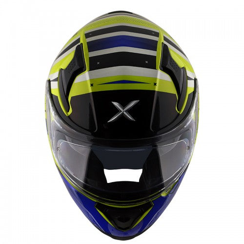 AXOR Apex Hex-2 Motorcycle Helmet - Neon Yellow Blue