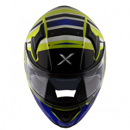AXOR Apex Hex-2 Motorcycle Helmet - Neon Yellow Blue
