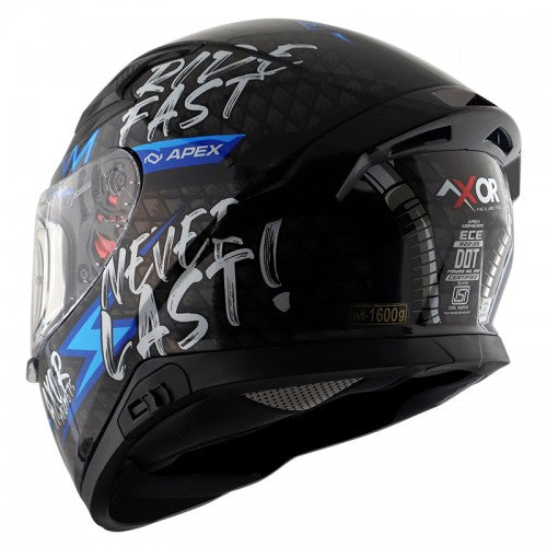 AXOR Apex Ride Fast Motorcycle Helmet - Black Blue