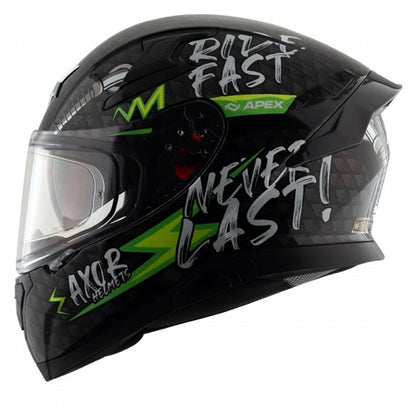 AXOR Apex Ride Fast Motorcycle Helmet - Black Neon Yellow