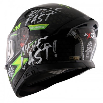 AXOR Apex Ride Fast Motorcycle Helmet - Black Neon Yellow