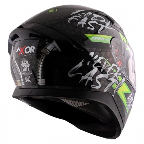 AXOR Apex Ride Fast Motorcycle Helmet - Black Neon Yellow