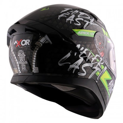 AXOR Apex Ride Fast Motorcycle Helmet - Black Neon Yellow