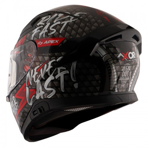 AXOR Apex Ride Fast Motorcycle Helmet - Black Red